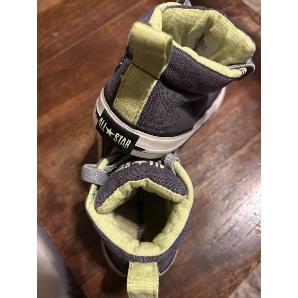 Converse Allstar Hi-top Child's Tennis Shoes Size 6 Gray With Lime Green Accents